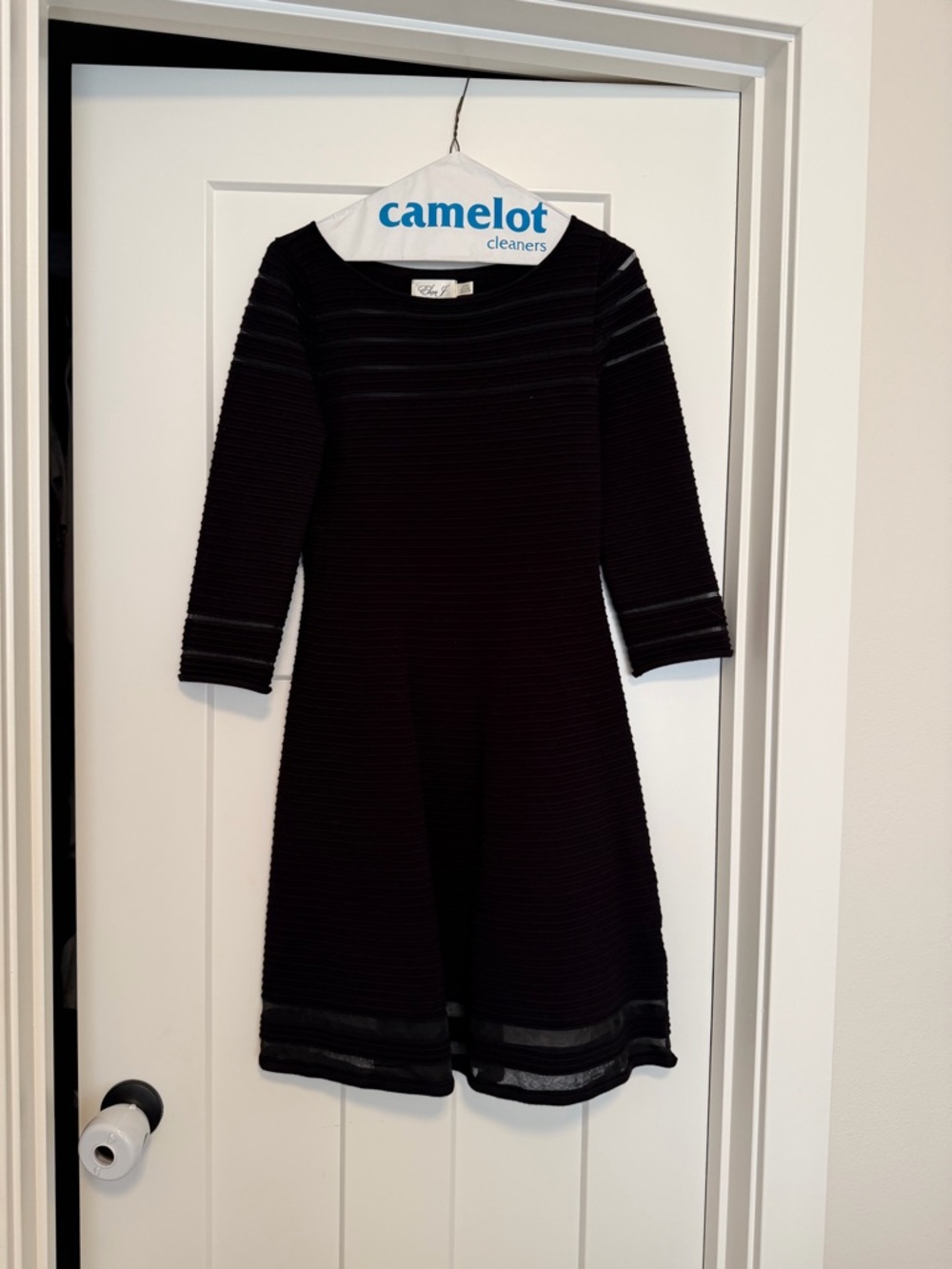 Eliza J Black Ribbed Fit-and-Flare Girls' Dress